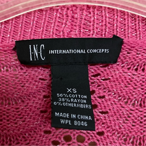 INC International Concepts Pink Glitter Cardigan Sweater, XS - Picture 2 of 4